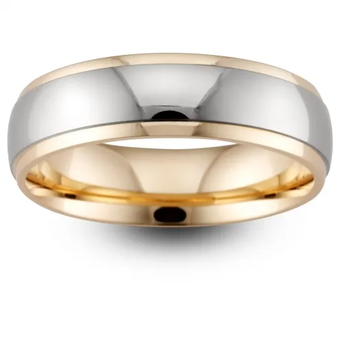 BiMetal Soft Court - Wide Centred Stripe Wedding Ring 
